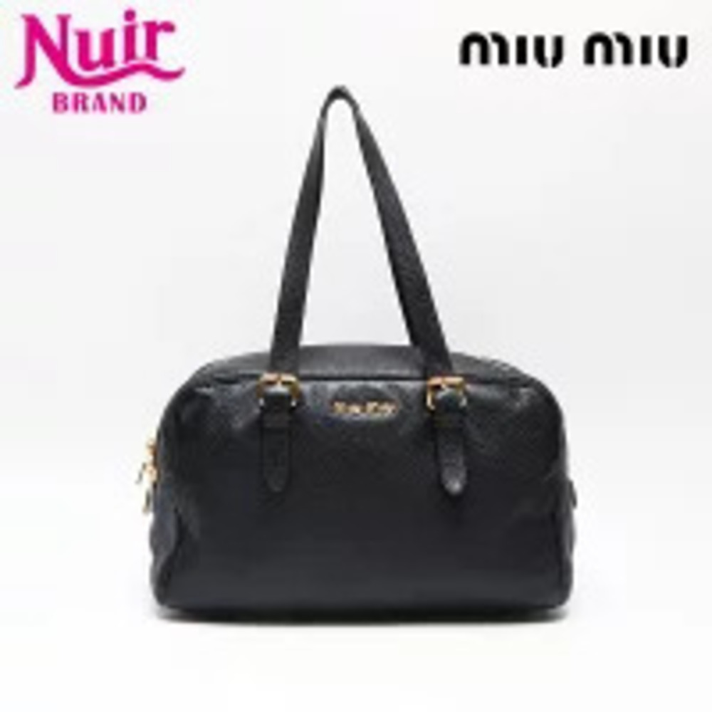 Miu Miu Leather Boston Shoulder Bag Black